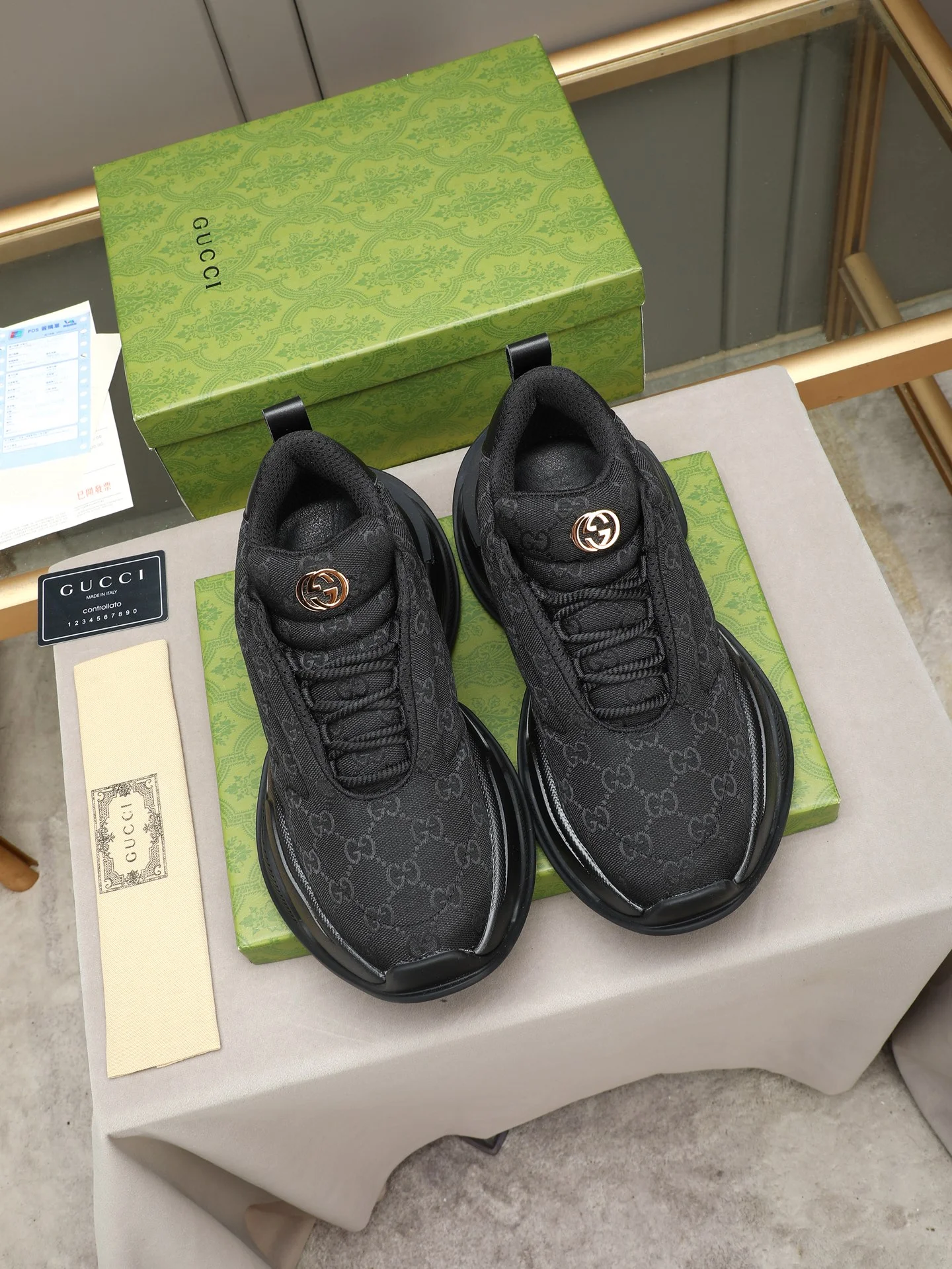 GUCCI Sneakers Canvas Black EU39-44 C10202609110719 - Image 7