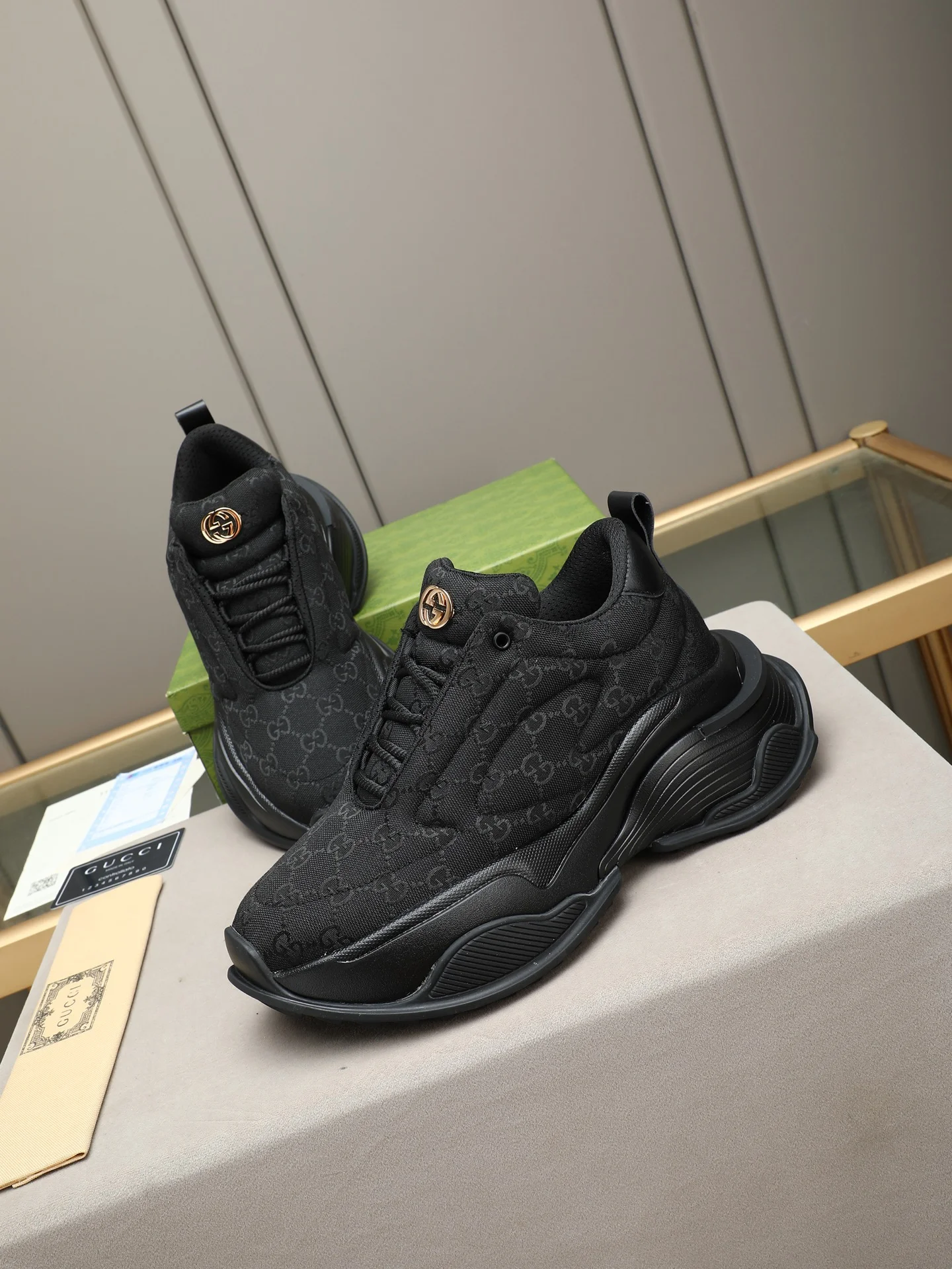 GUCCI Sneakers Canvas Black EU39-44 C10202609110719 - Image 8
