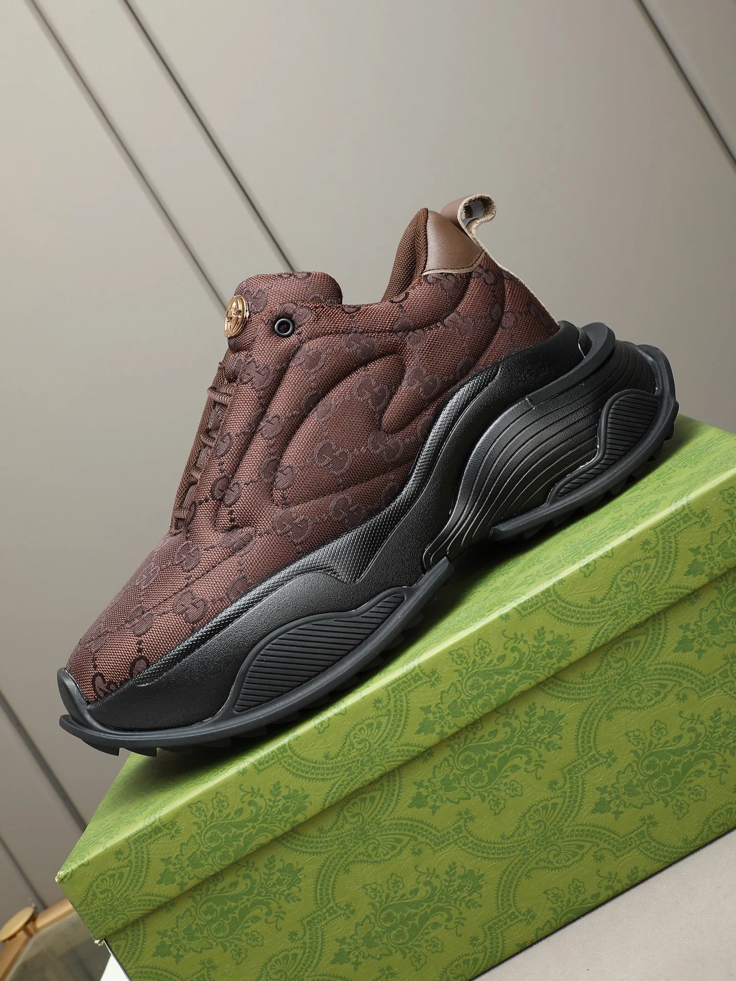 GUCCI Sneakers Canvas Rubber Brown-Black EU39-44 C10202609110717 - Image 6