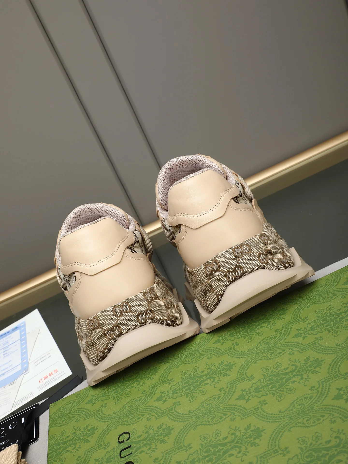 GUCCI Sneakers Leather Beige-Brown EU39-44 B90202609110723 - Image 5