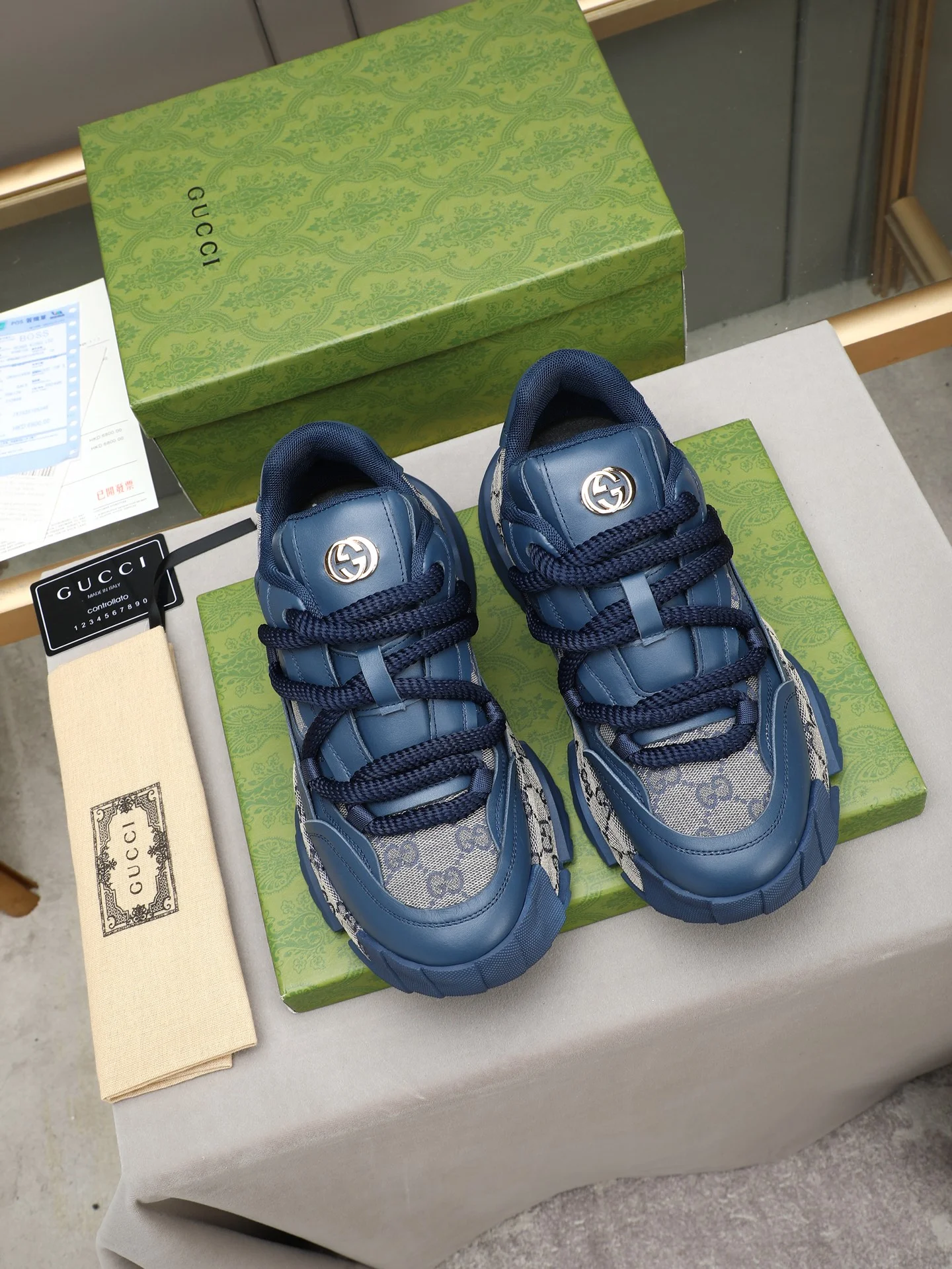 GUCCI Sneakers Leather Blue-Gray EU39-44 B90202609110721 - Image 9