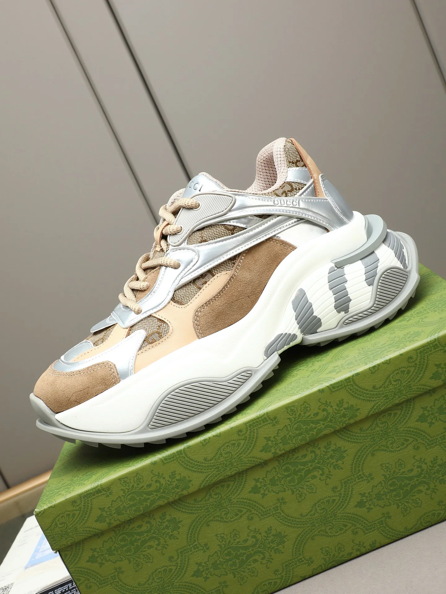 GUCCI Sneakers Leather White-Brown EU39-44 C40202609112009 - Image 6