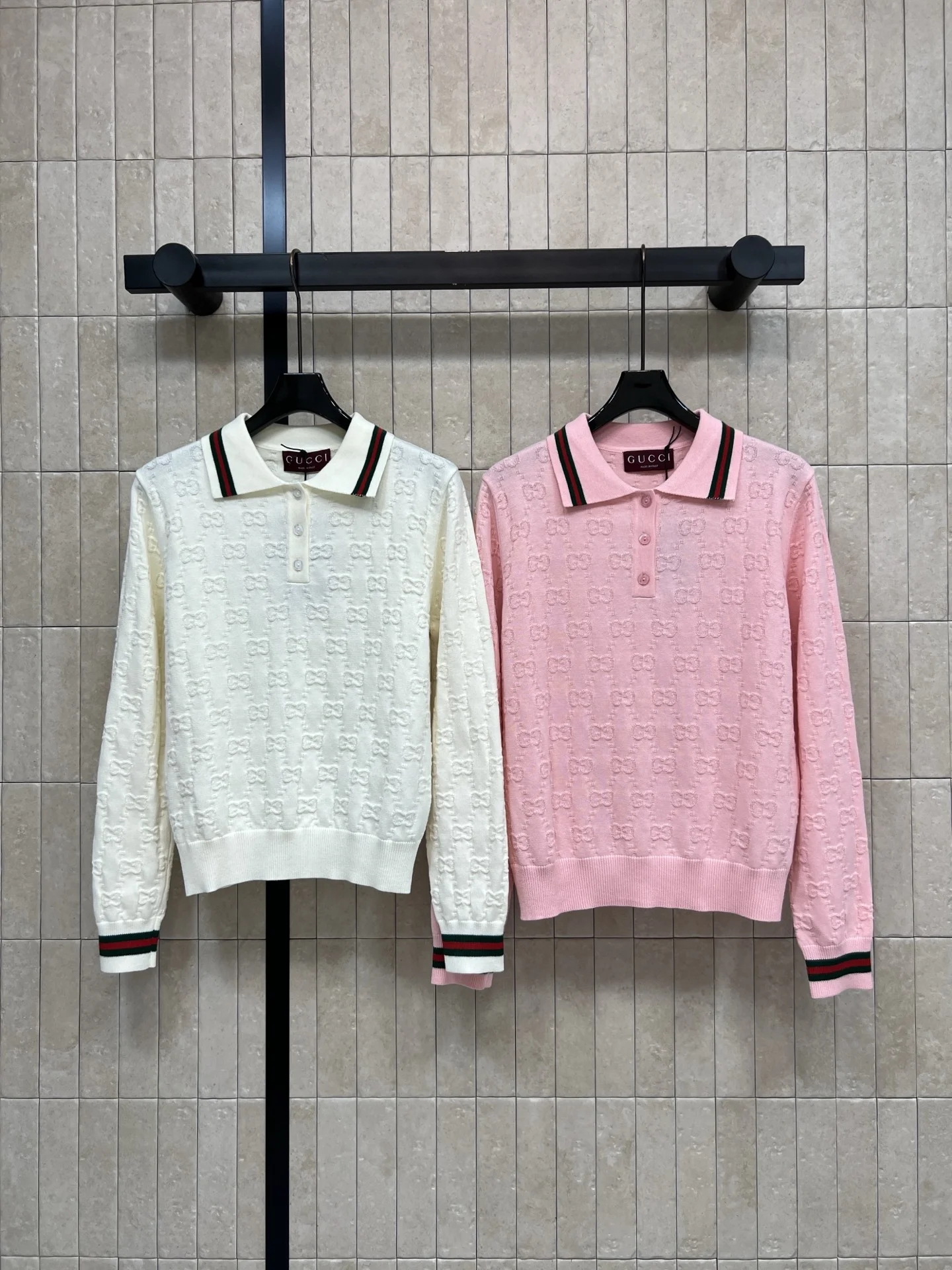 GUCCI Sweaters Wool White-Pink S-L B05202609061619