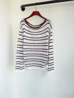 GUCCI Sweaters Yarn White-Brown S-L B40202609062848