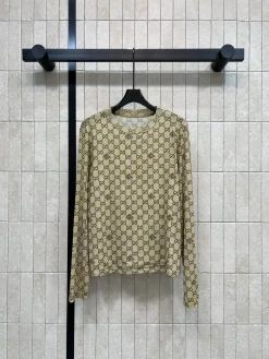 GUCCI T-shirts Mesh Beige-Brown S-M-L A95202609061608