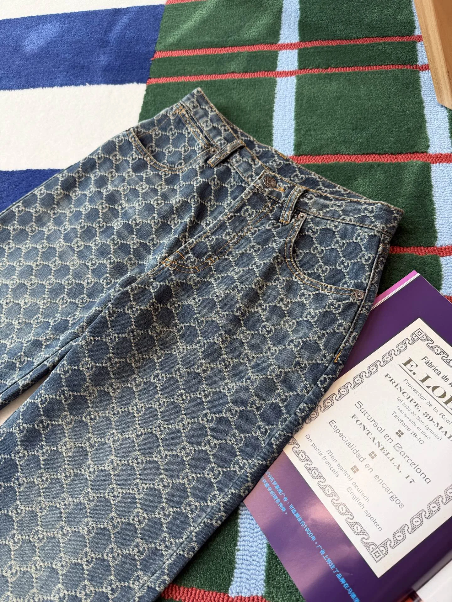 GUCCI Trousers Denim Blue-Beige S-L C85202609060676 - Image 4