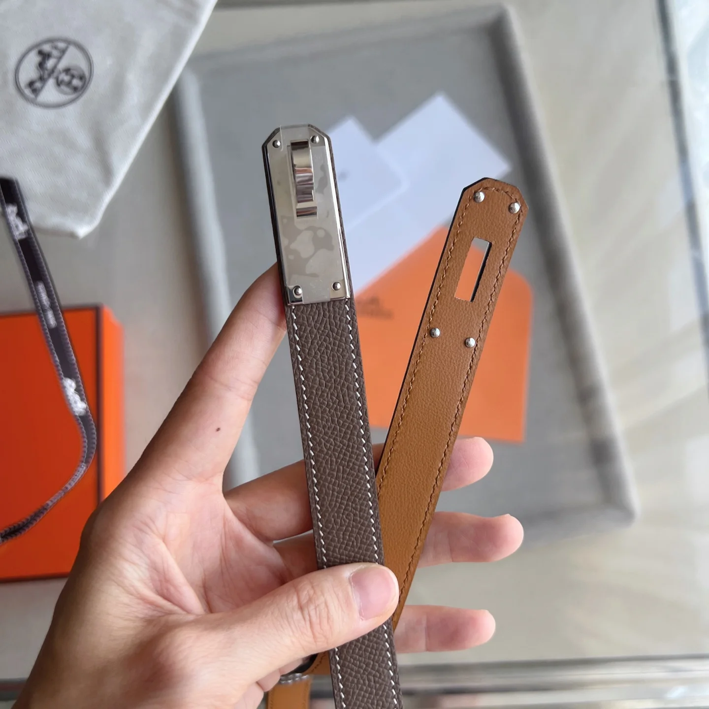 HERMES Belts Brown-Silver A60202609070245 - Image 7