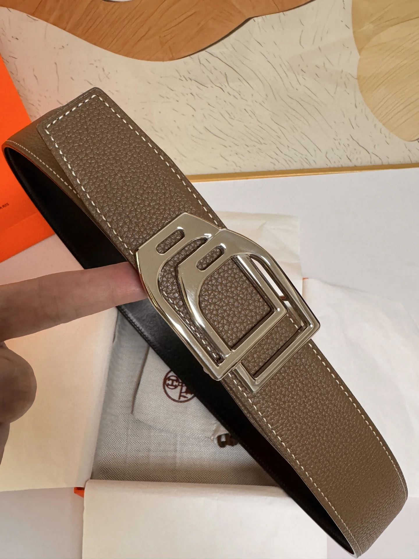 HERMES Belts Brown-Silver A70202609070441 - Image 3