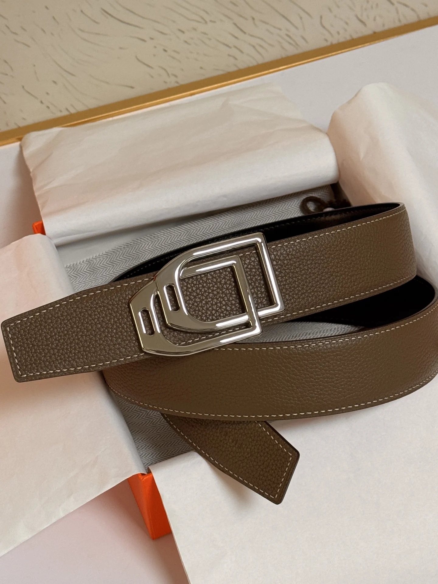 HERMES Belts Brown-Silver A70202609070441 - Image 5