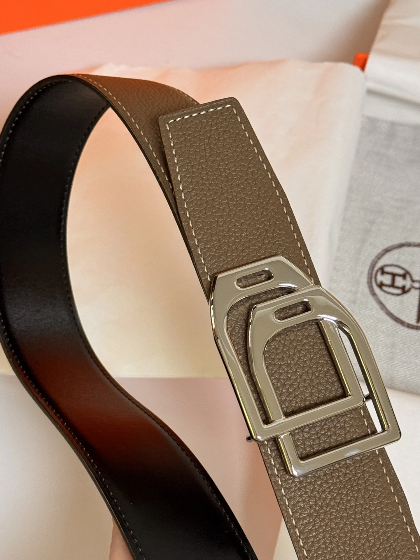 HERMES Belts Brown-Silver A70202609070441 - Image 7
