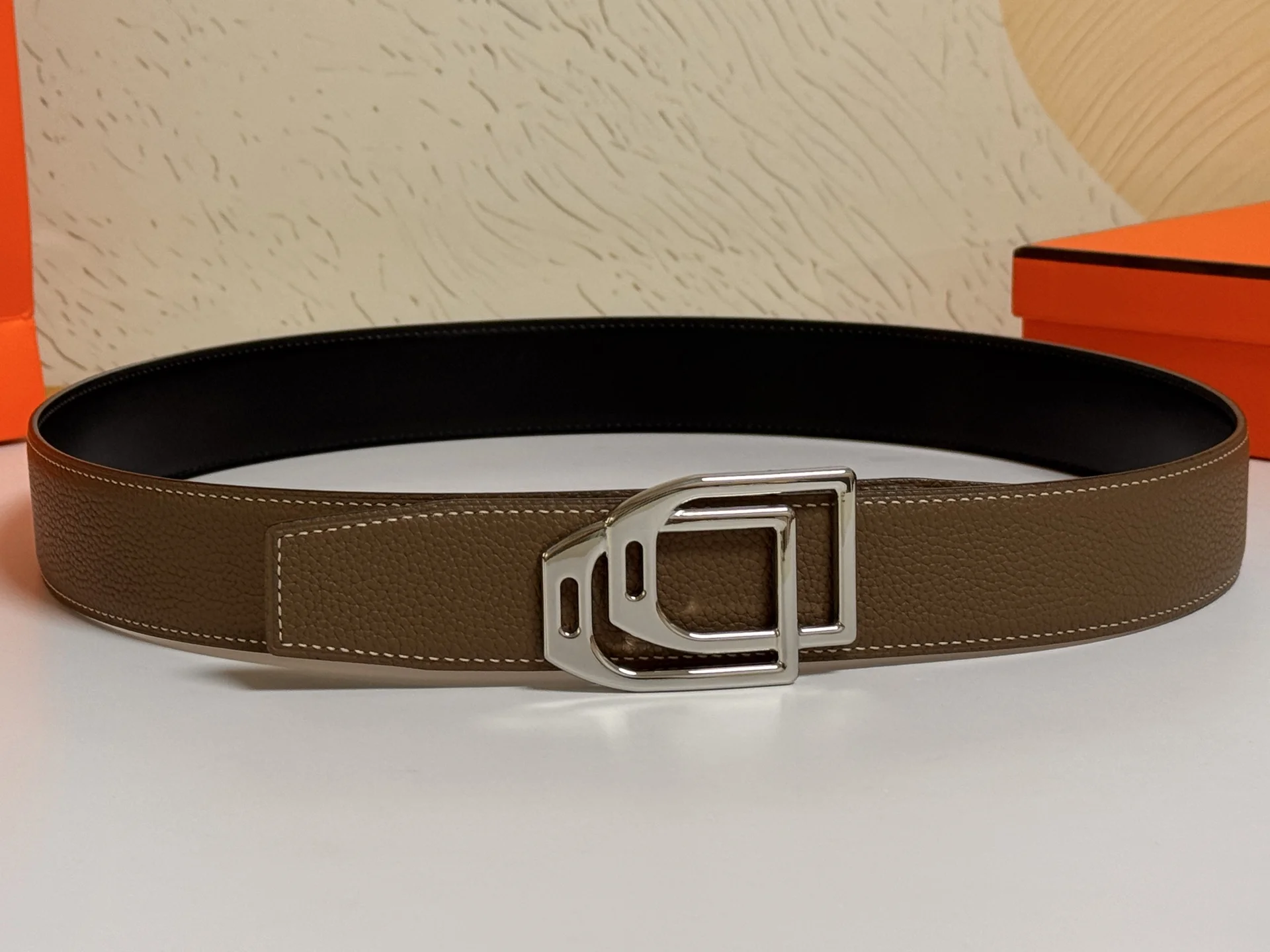 HERMES Belts Brown-Silver A70202609070441 - Image 8