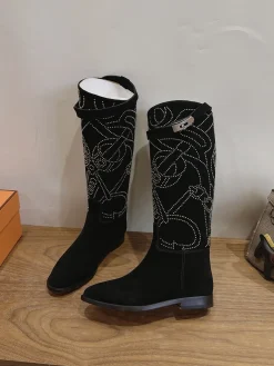 Alternative view of HERMES Boots Calfskin Leather Black-Silver EU35-42 A010202609111467