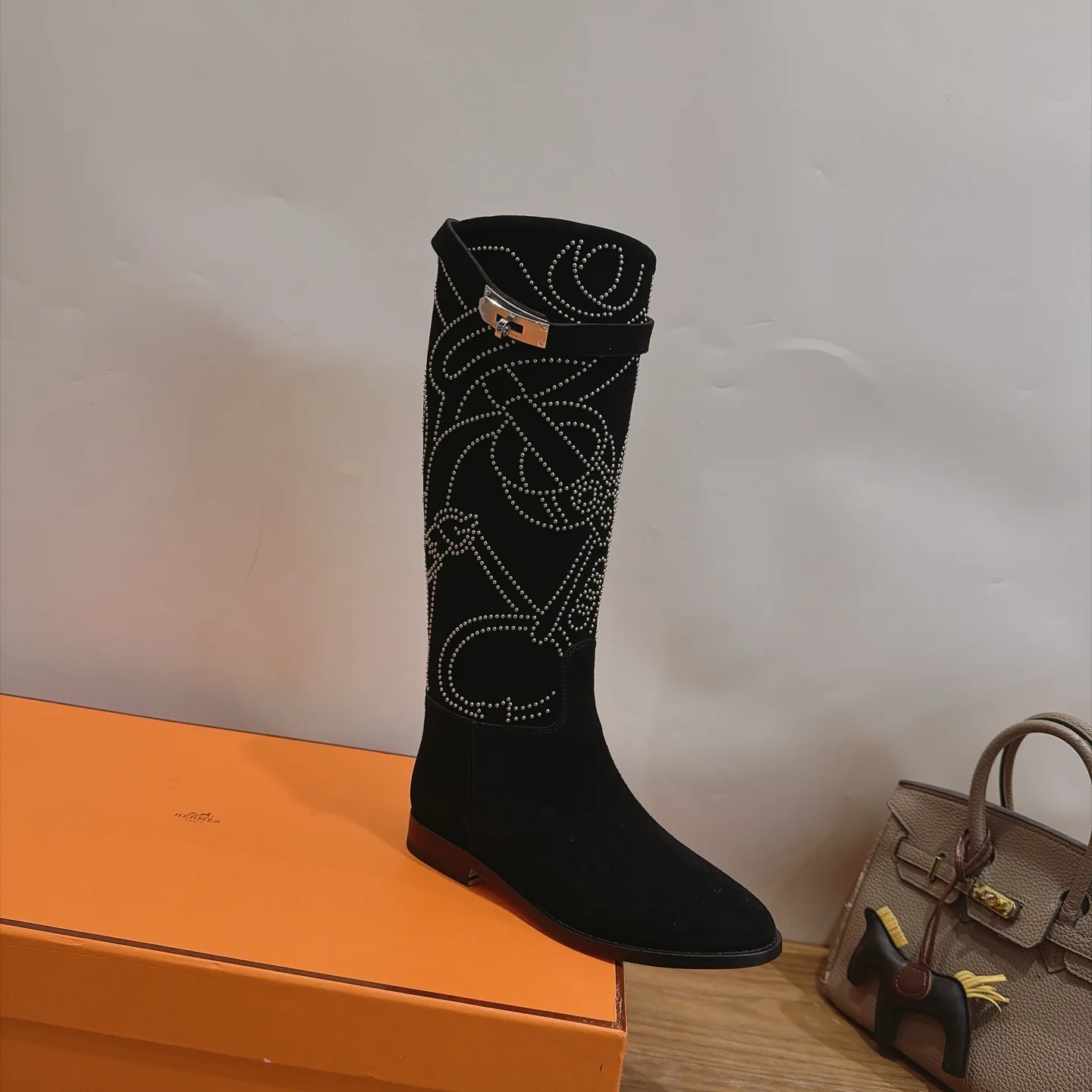 HERMES Boots Calfskin Leather Black-Silver EU35-42 A010202609111467 - Image 5