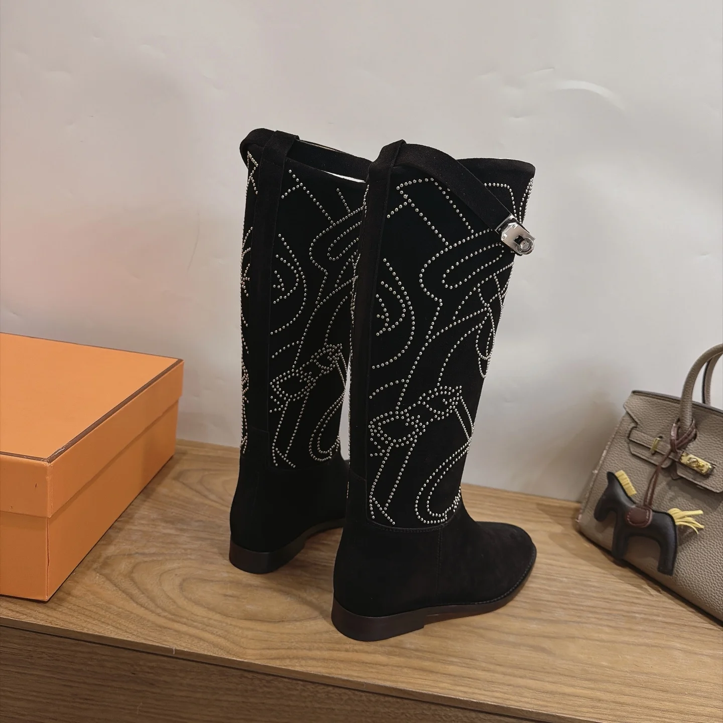 HERMES Boots Calfskin Leather Black-Silver EU35-42 A010202609111467 - Image 6