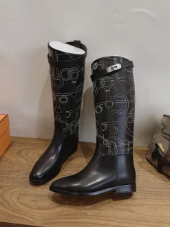 Alternative view of HERMES Boots Calfskin Leather Black-White EU35-42 A010202609111471