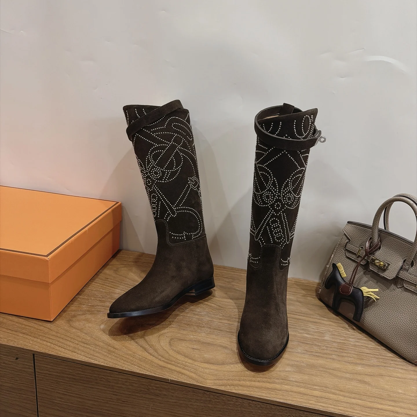 HERMES Boots Calfskin Leather Brown-Silver EU35-42 A010202609111468 - Image 2