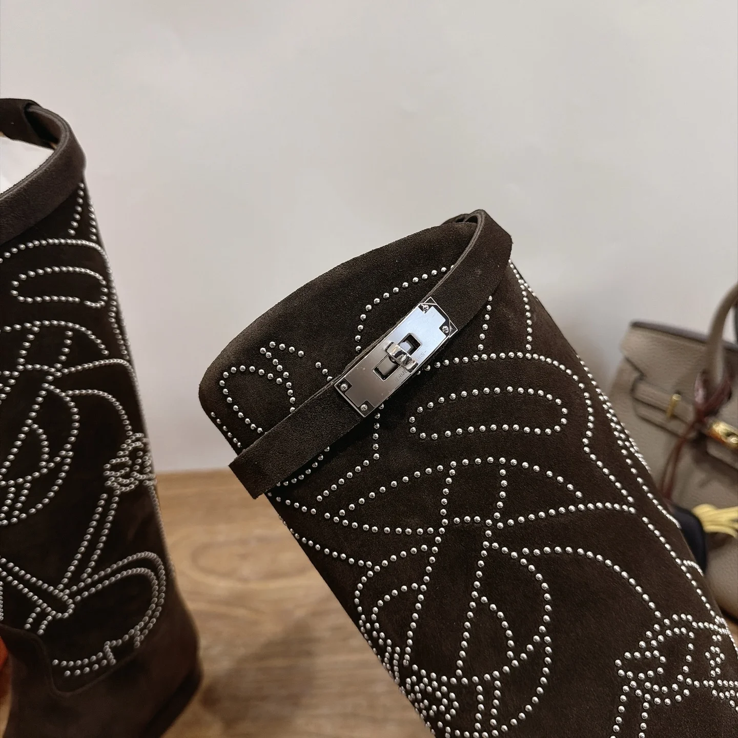 HERMES Boots Calfskin Leather Brown-Silver EU35-42 A010202609111468 - Image 7