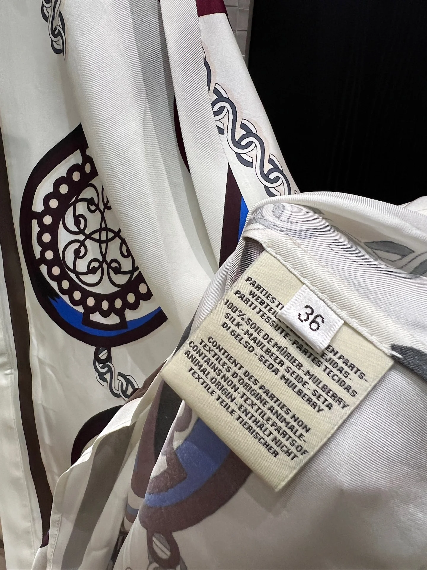 HERMES Dresses Silk Twill White-Brown-Blue S-XL F50202609062801 - Image 6