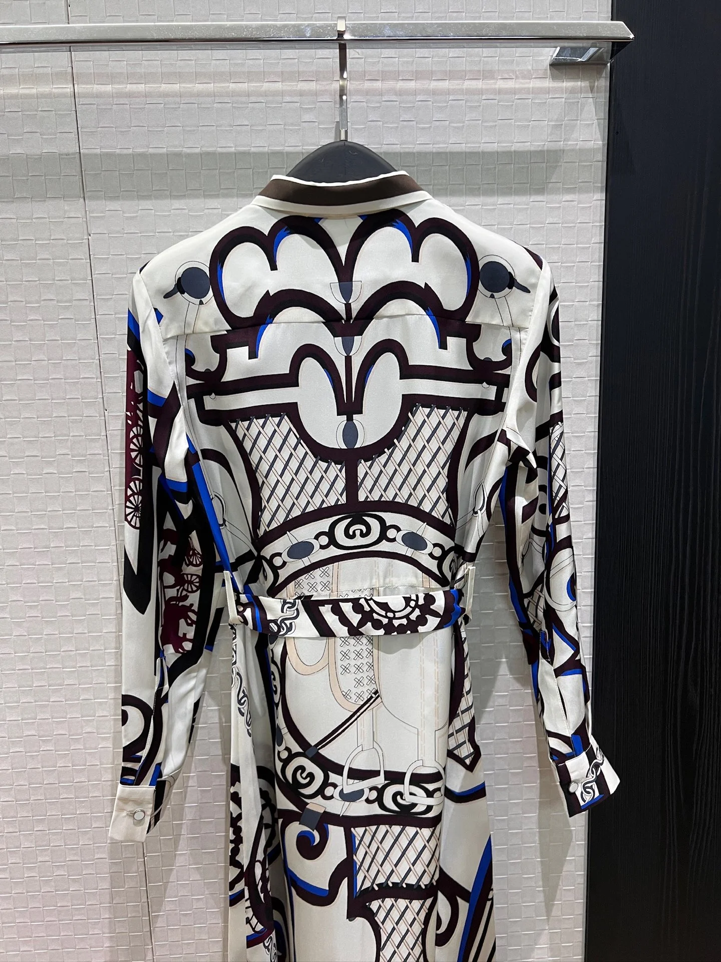 HERMES Dresses Silk Twill White-Brown-Blue S-XL F50202609062801 - Image 8
