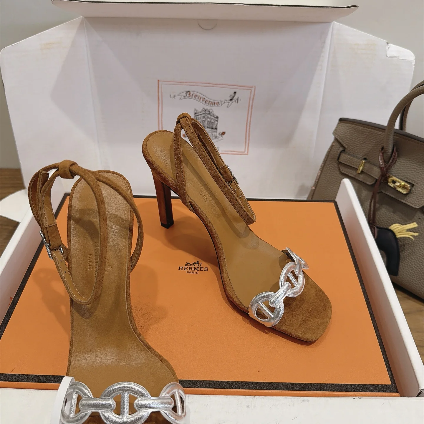 HERMES Heels Brown-Silver C40202609111460 - Image 2
