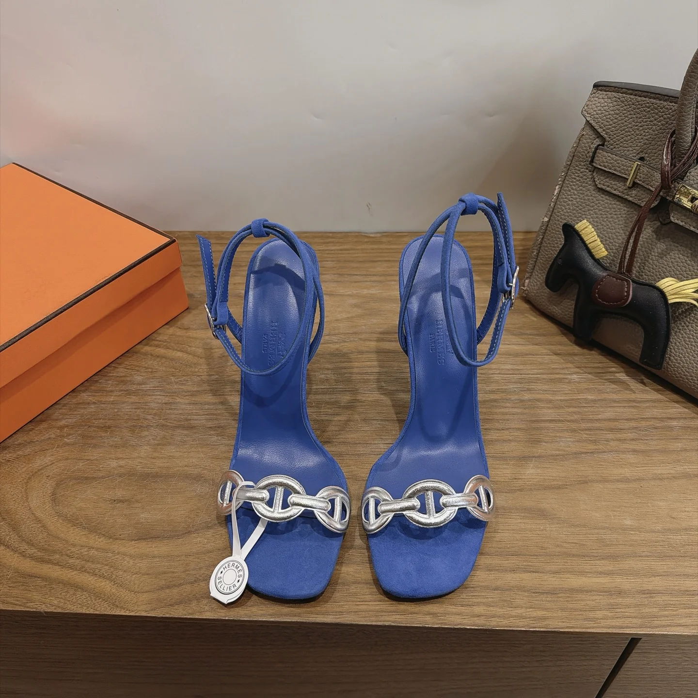 HERMES Heels Calf Leather Blue-Silver EU35-42 C40202609111466 - Image 3