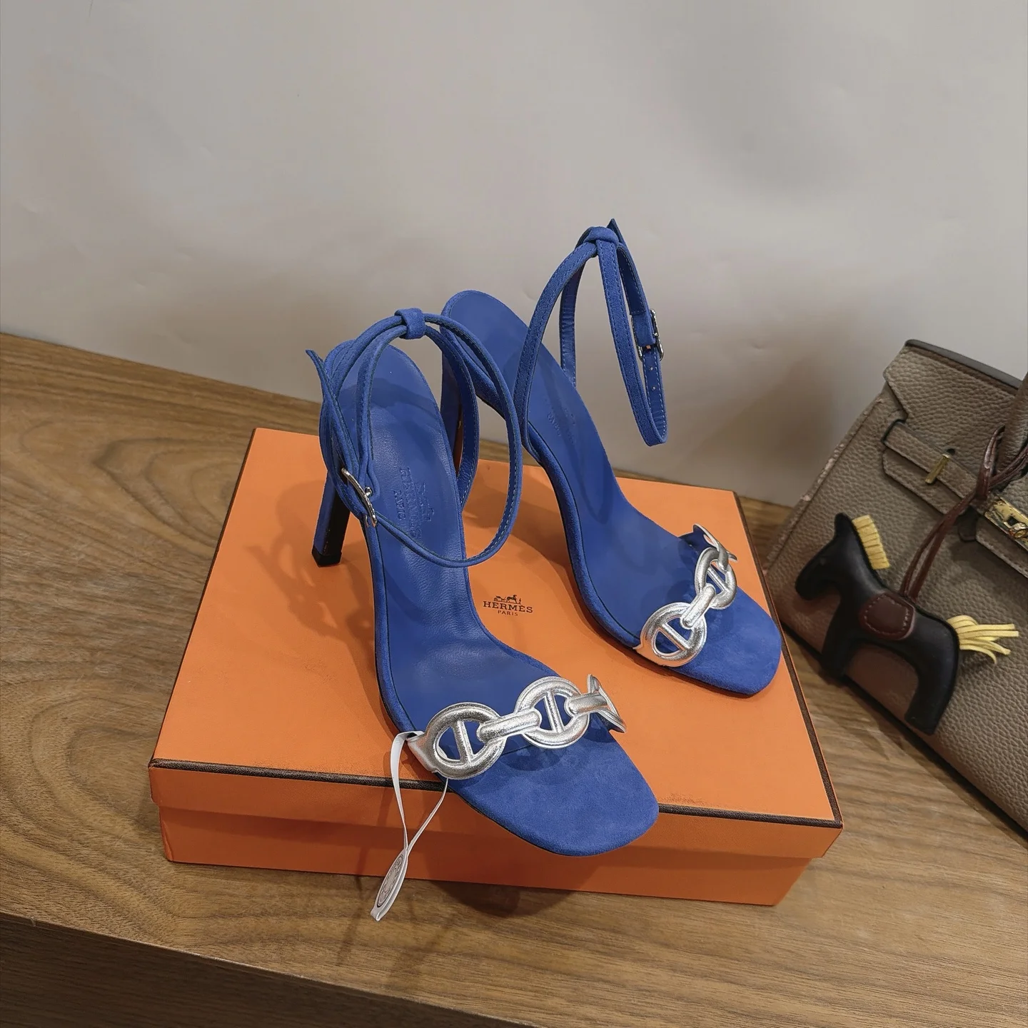 HERMES Heels Calf Leather Blue-Silver EU35-42 C40202609111466 - Image 7