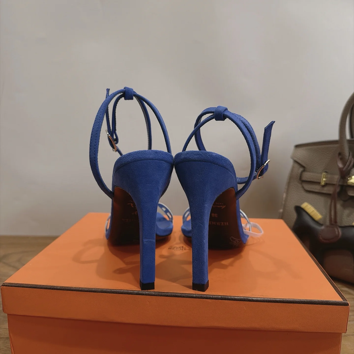 HERMES Heels Calf Leather Blue-Silver EU35-42 C40202609111466 - Image 8