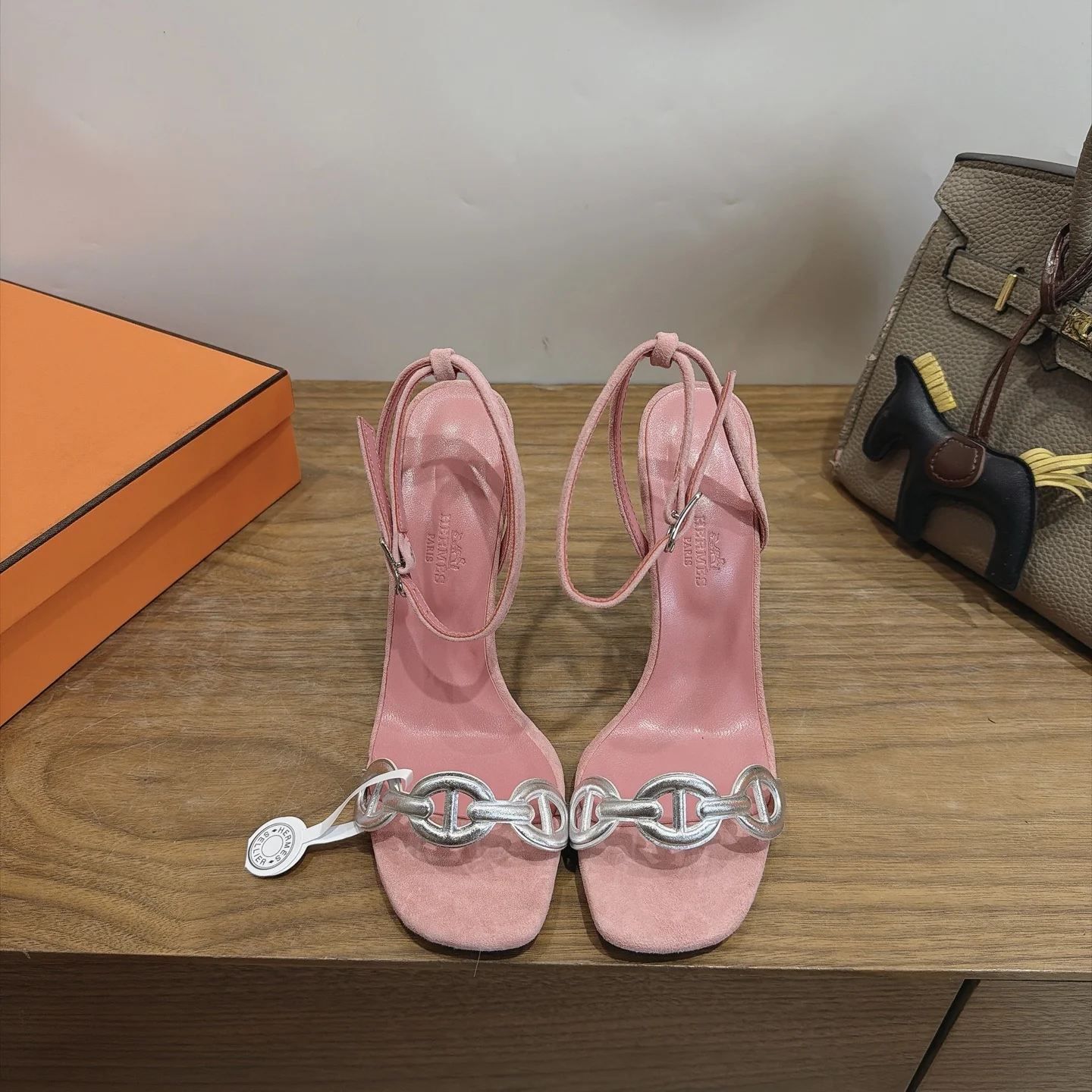 HERMES Heels Calf Leather Pink-Silver EU35-42 C40202609111464 - Image 3