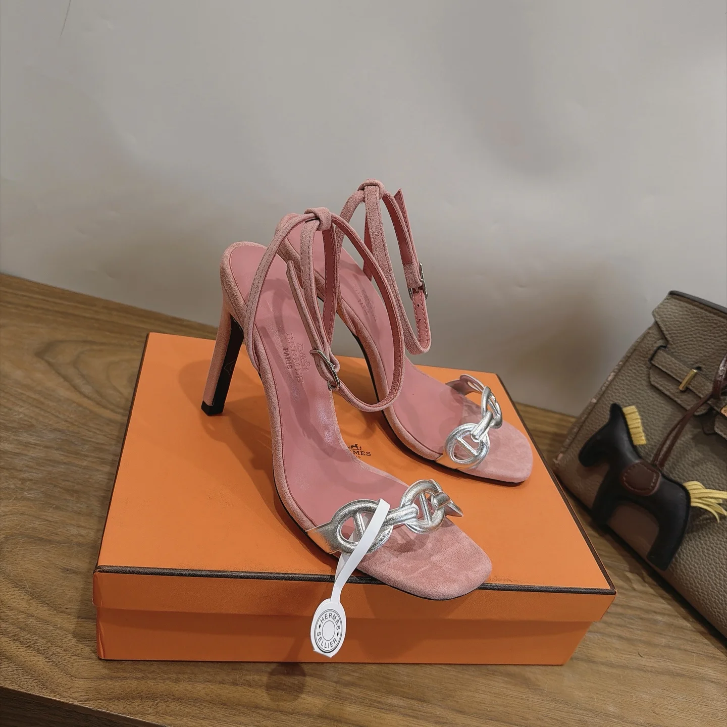 HERMES Heels Calf Leather Pink-Silver EU35-42 C40202609111464 - Image 5