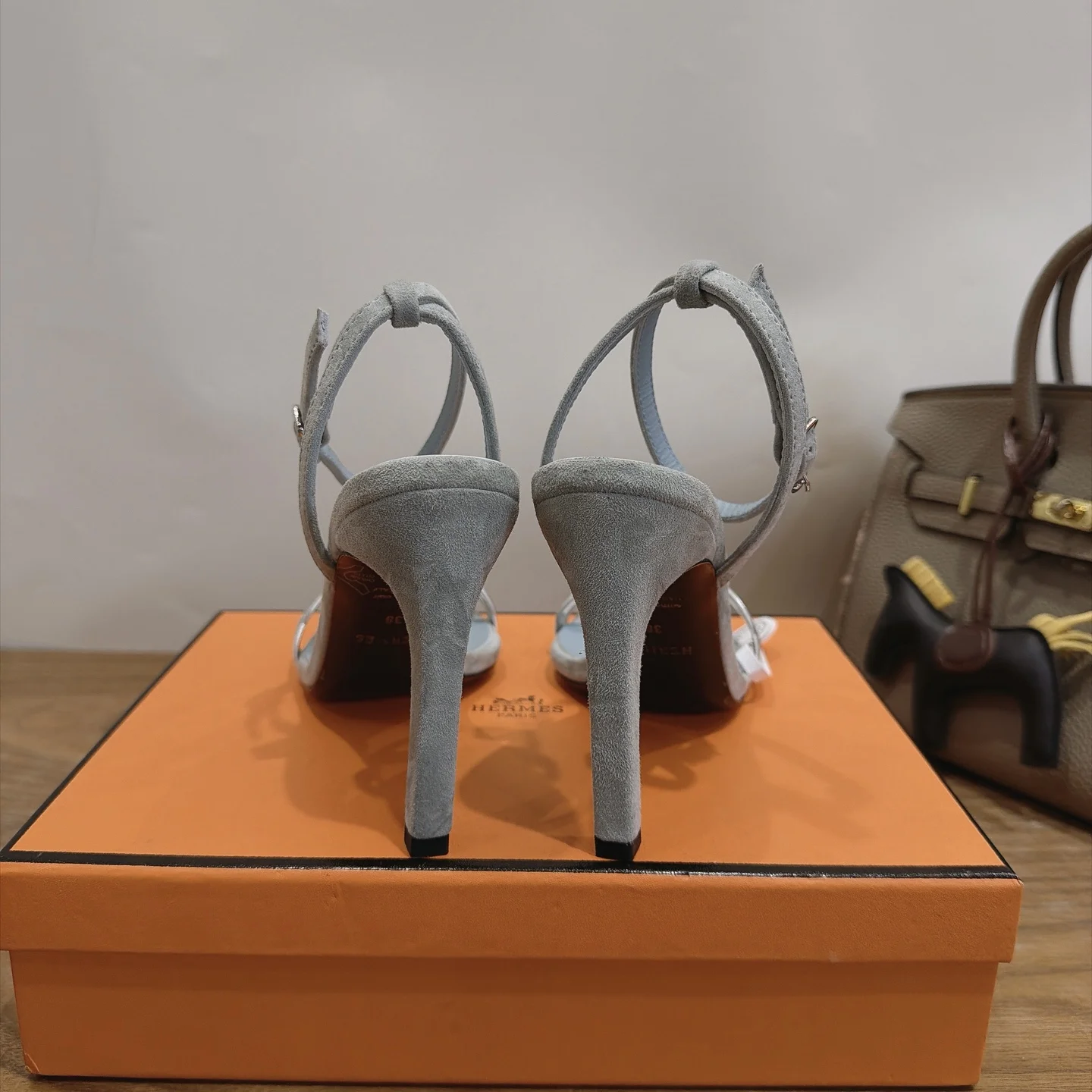 HERMES Heels Calfskin Leather Blue-Silver EU35-42 C40202609111449 - Image 8