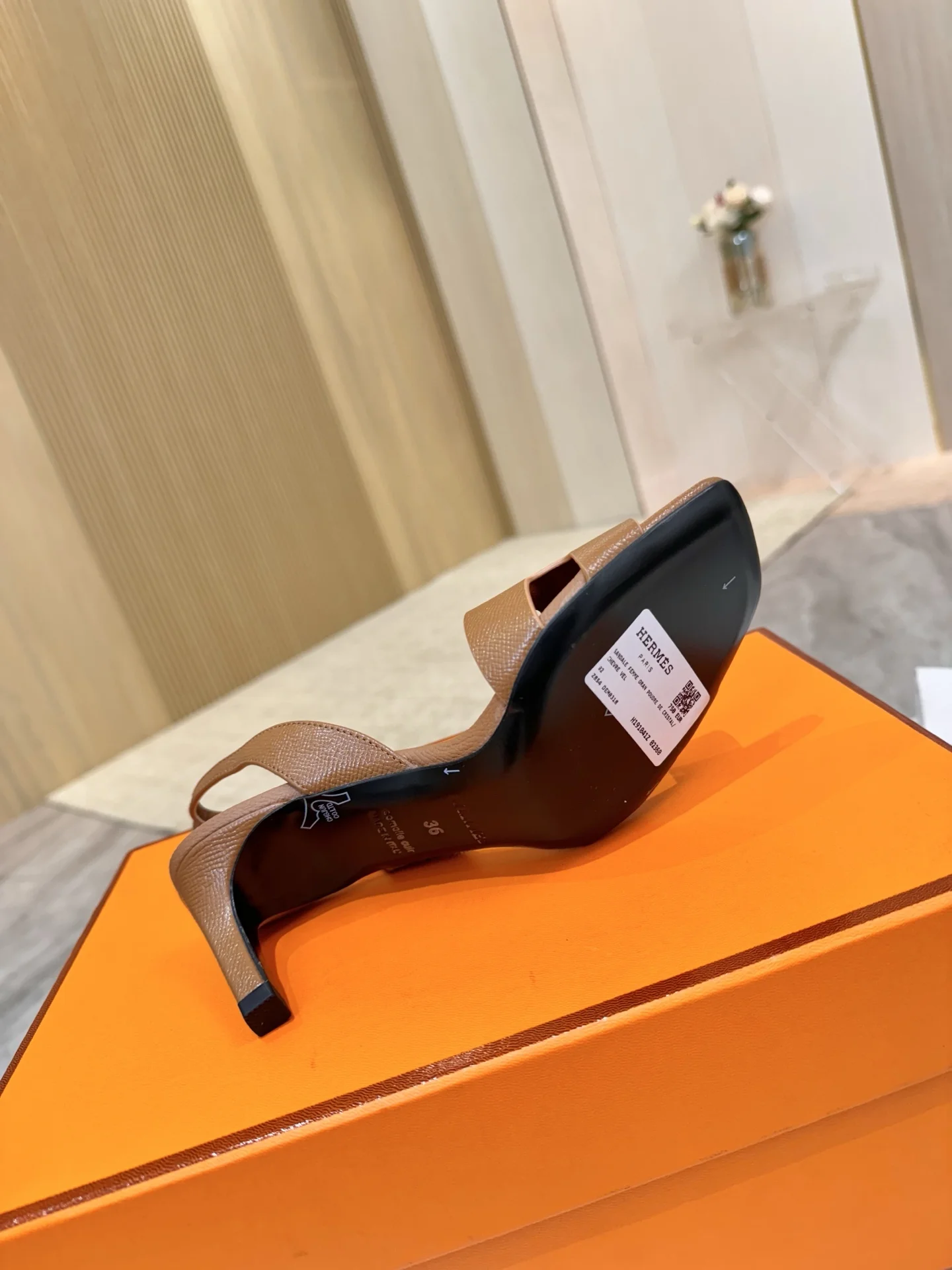 HERMES Heels Calfskin Leather Brown EU34-43 B90202609111473 - Image 2