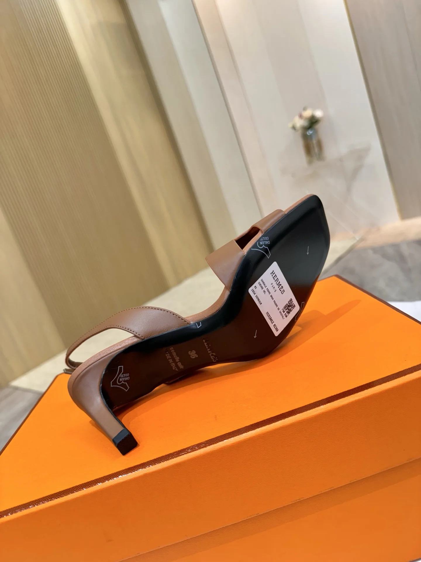 HERMES Heels Calfskin Leather Brown EU34-43 B90202609111487 - Image 8