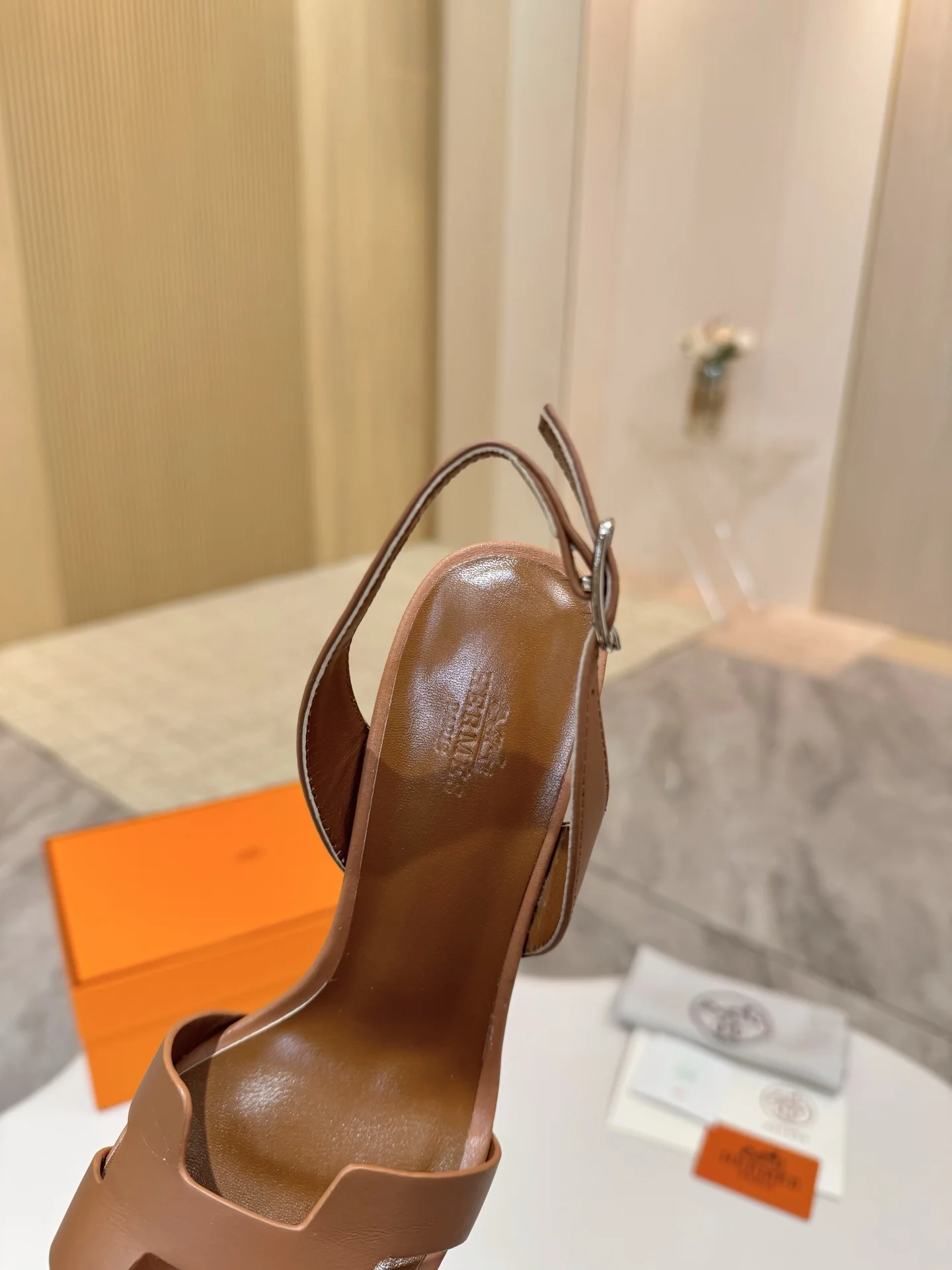 HERMES Heels Calfskin Leather Brown EU34-43 B90202609111503 - Image 9