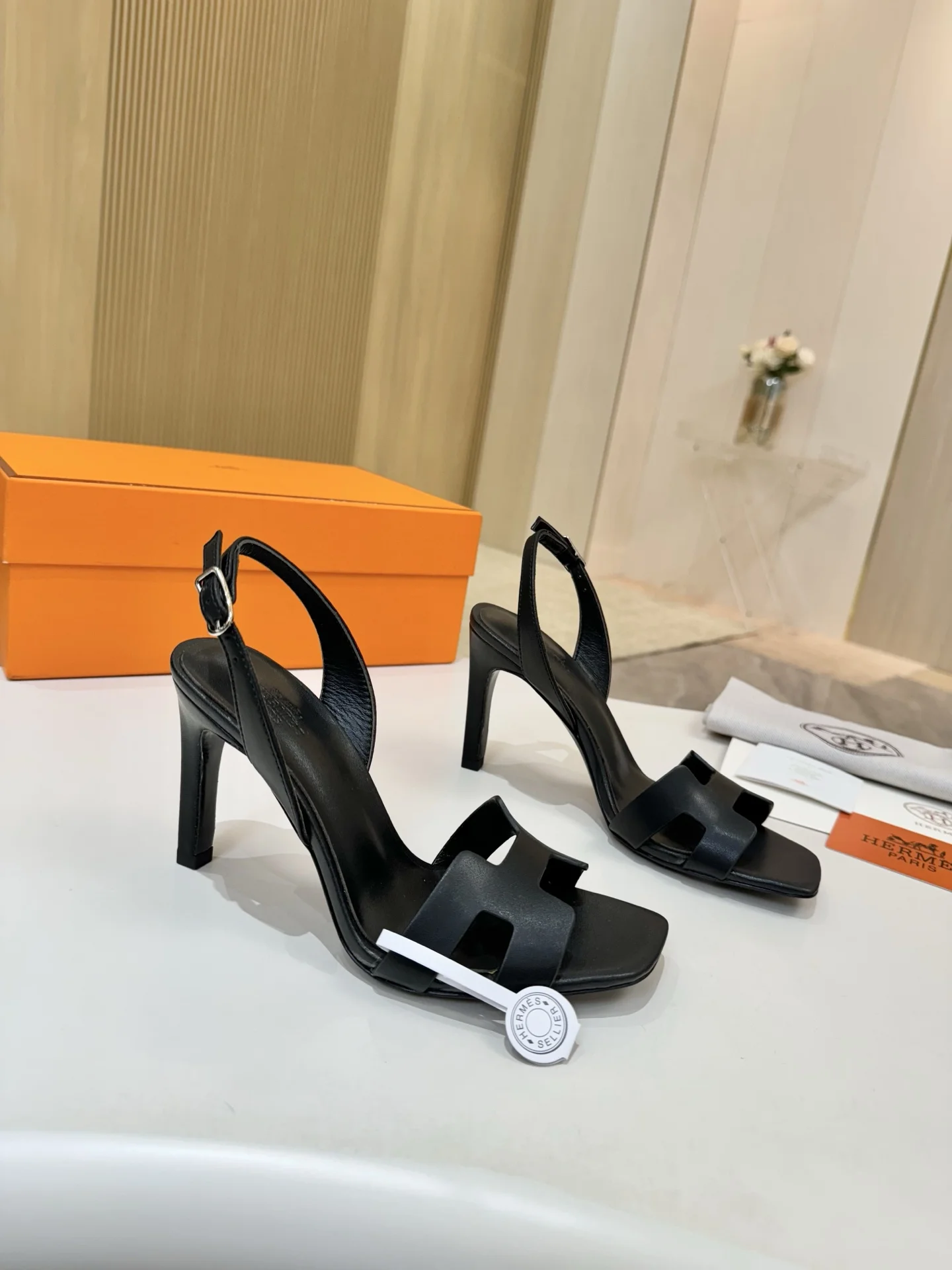 HERMES Heels Leather Black EU34-43 B90202609111498 - Image 5