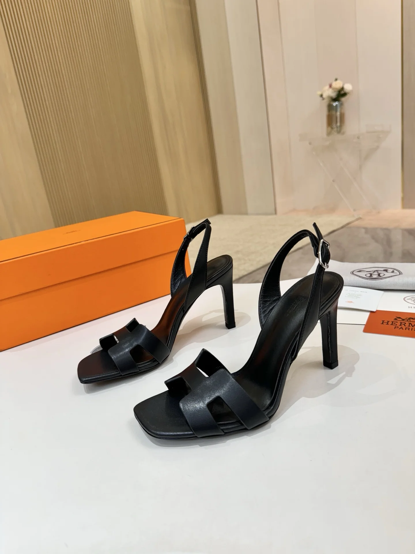 HERMES Heels Leather Black EU34-43 B90202609111498 - Image 7