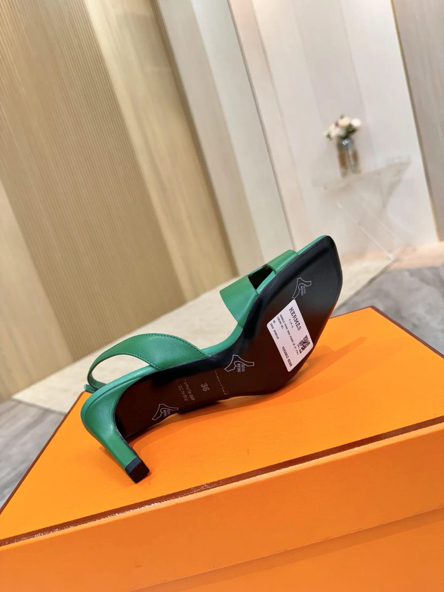 HERMES Heels Leather Green EU34-43 B90202609111484 - Image 4