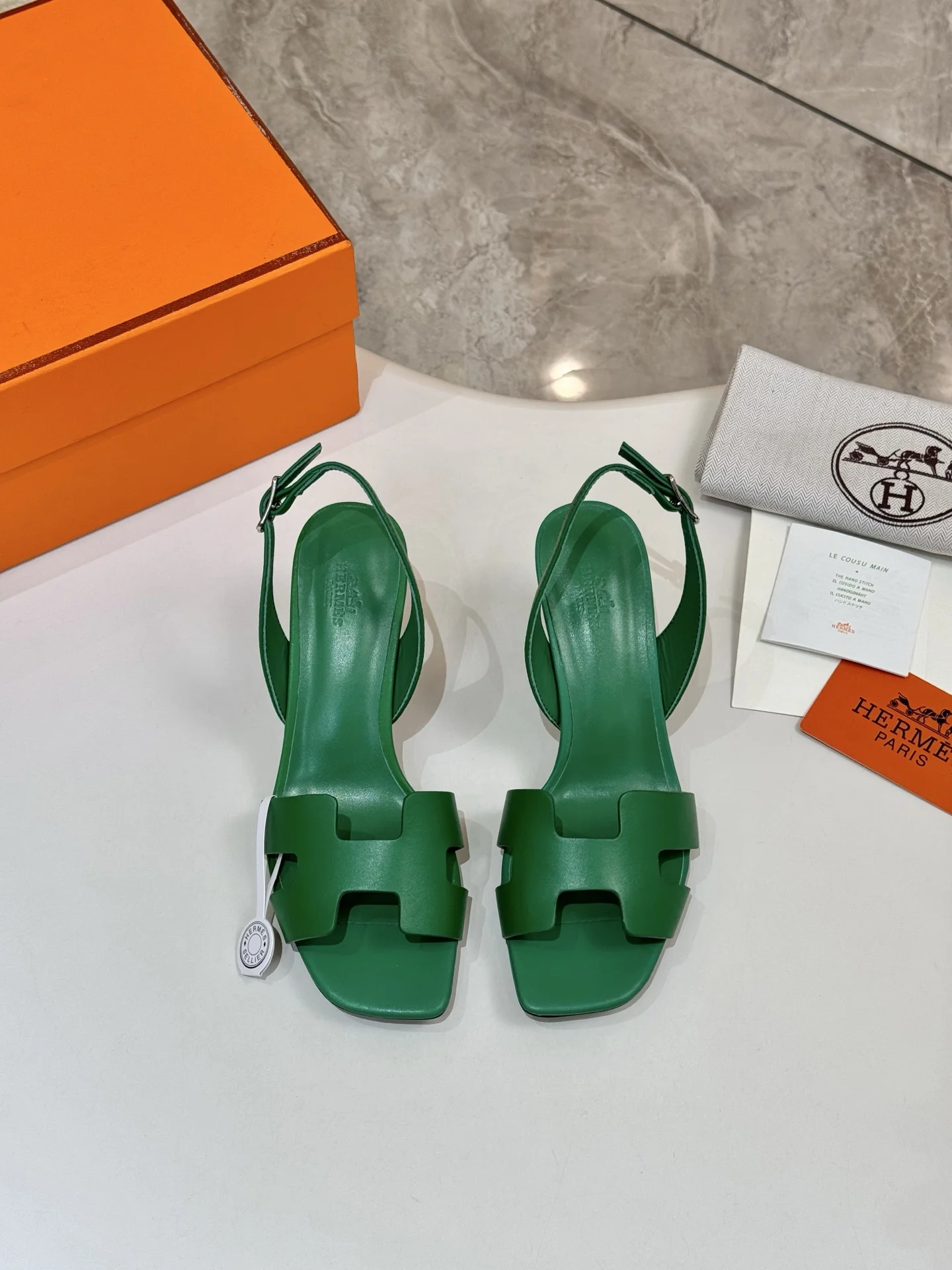 HERMES Heels Leather Green EU34-43 B90202609111484 - Image 5