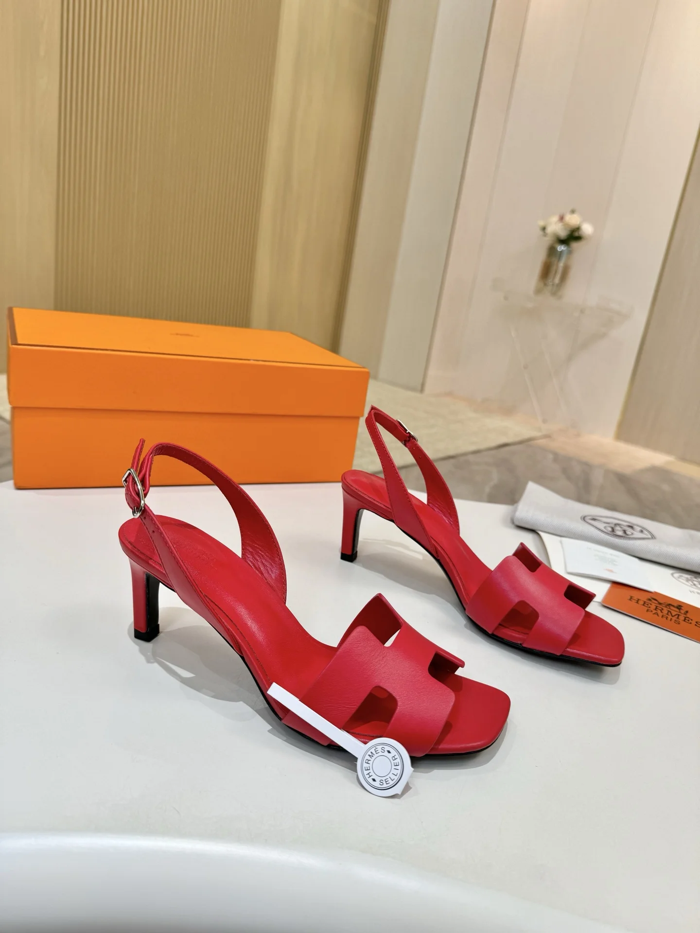 HERMES Heels Leather Red EU34-43 B90202609111485 - Image 7