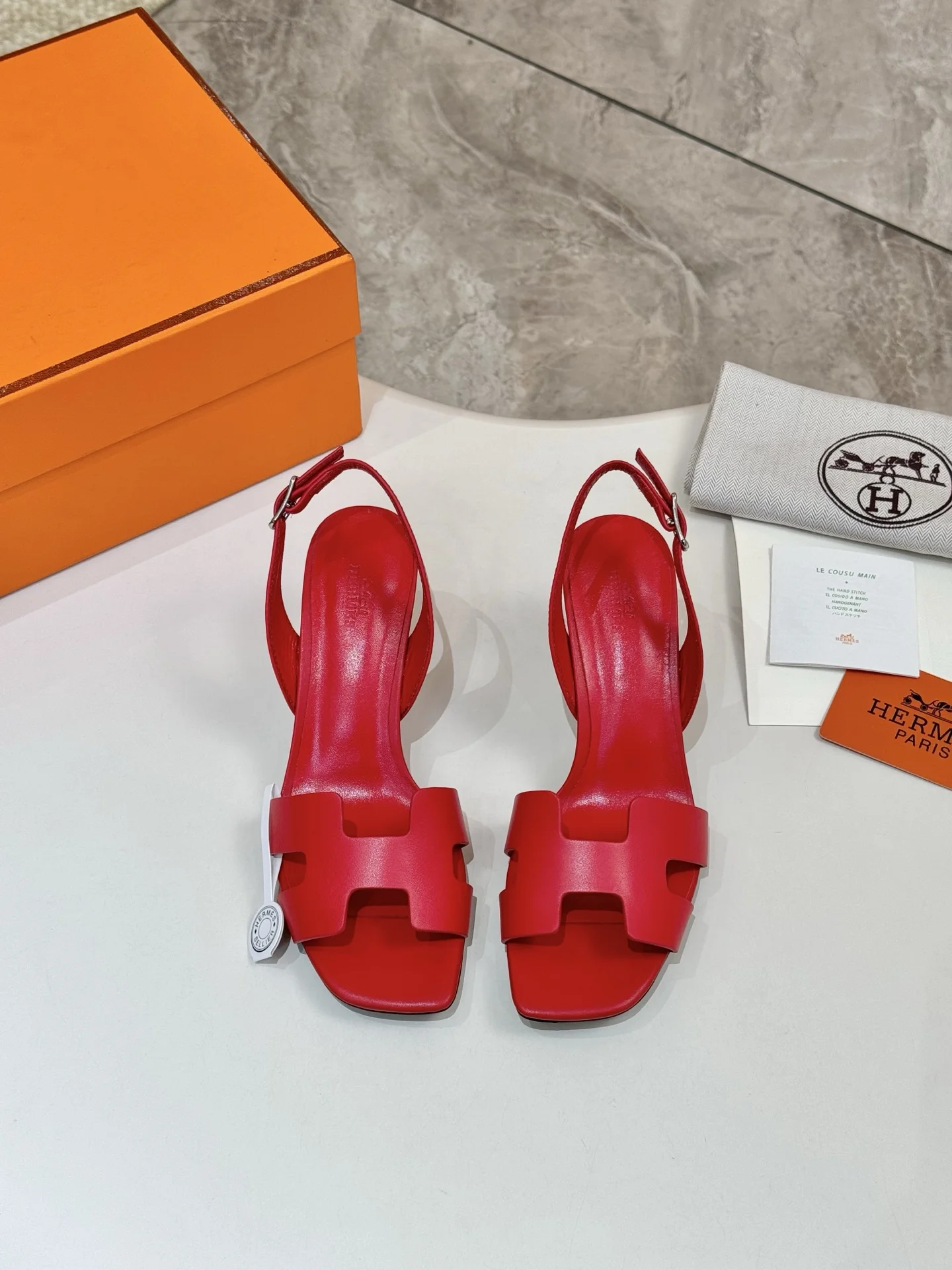 HERMES Heels Leather Red EU34-43 B90202609111485 - Image 9