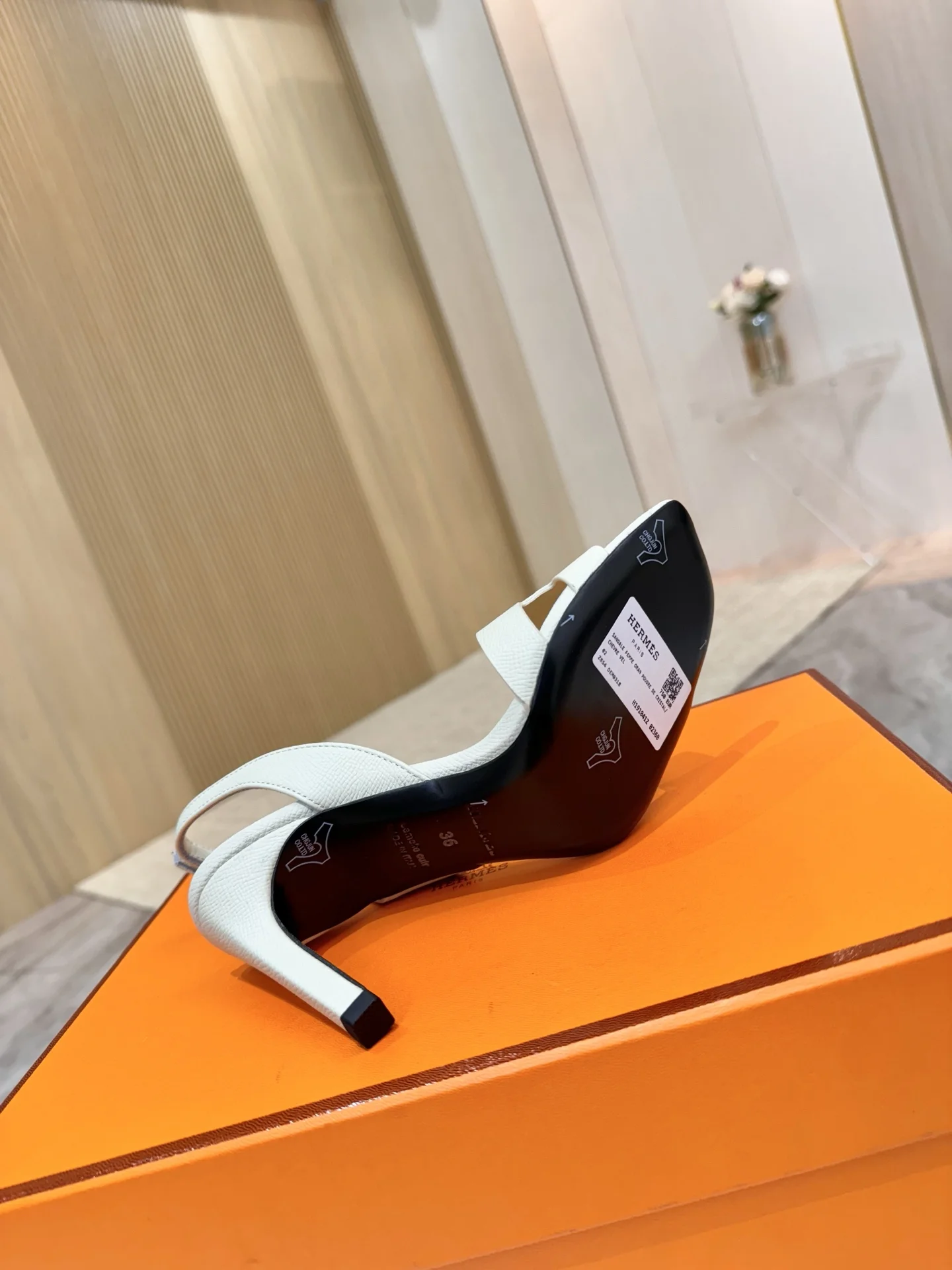 HERMES Heels Leather White EU34-43 B90202609111495 - Image 3