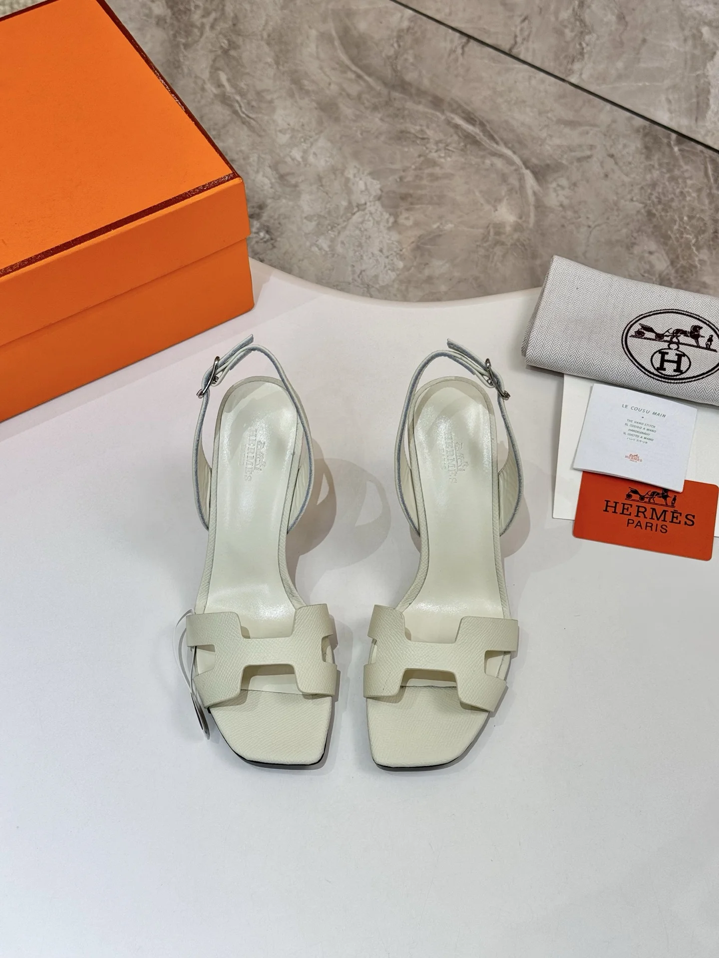 HERMES Heels Leather White EU34-43 B90202609111495 - Image 9