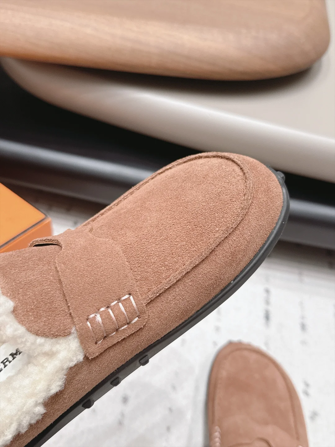 HERMES Loafers Brown-Cream B80202609111533 - Image 8