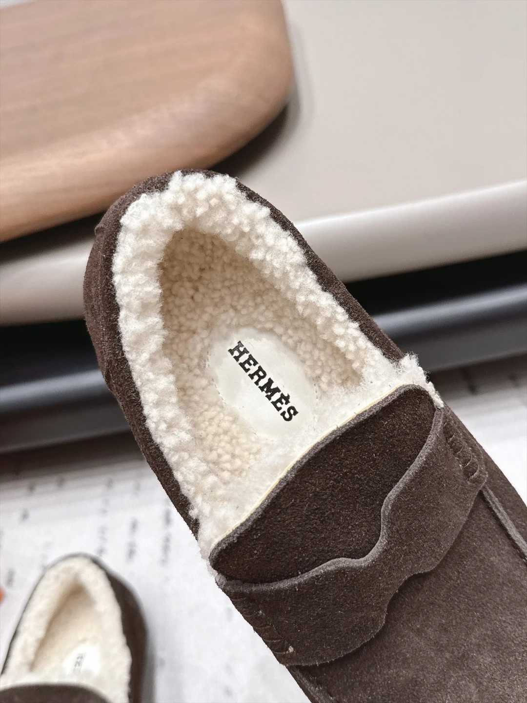 HERMES Loafers Brown-Cream B90202609111536 - Image 6