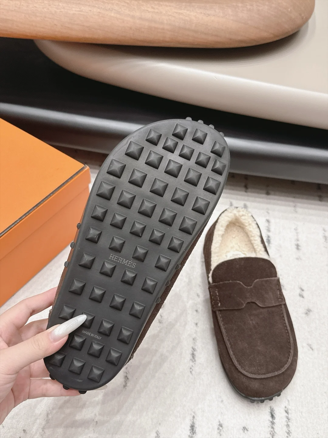 HERMES Loafers Brown-Cream B90202609111536 - Image 9