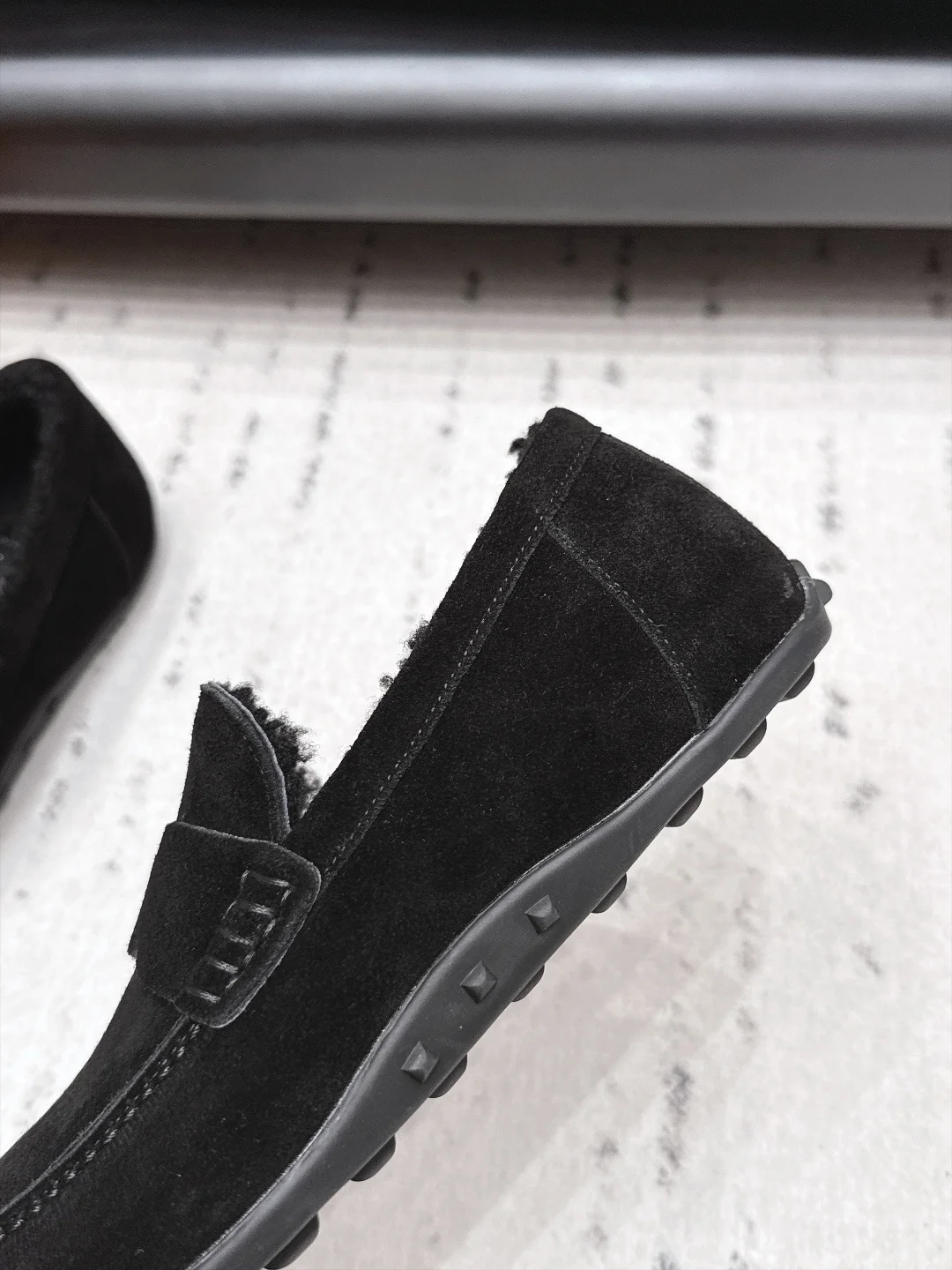 HERMES Loafers Suede Wool Black EU35-44 B90202609111537 - Image 7