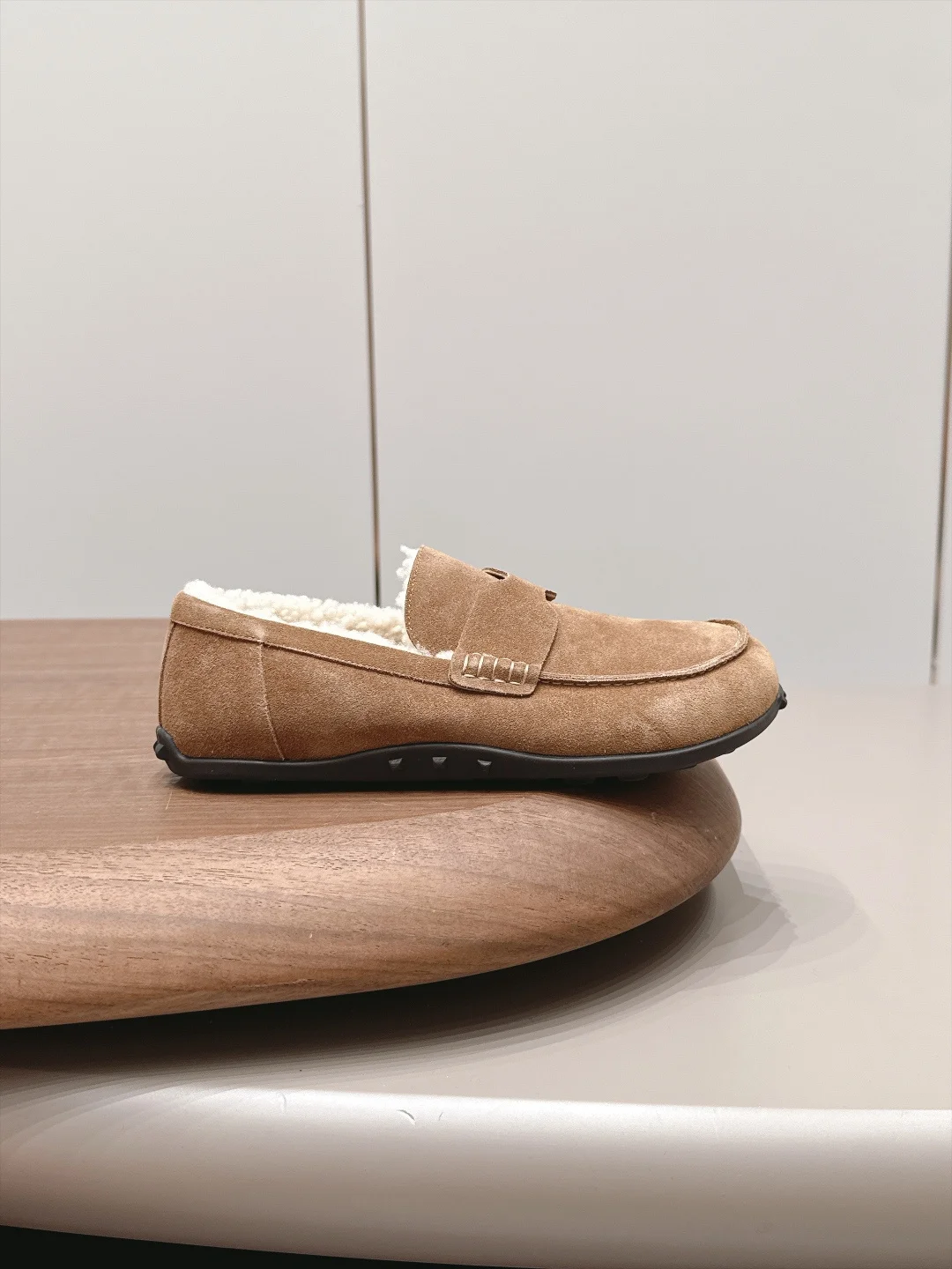 HERMES Loafers Suede Wool Brown-Cream EU35-44 B90202609111535 - Image 5