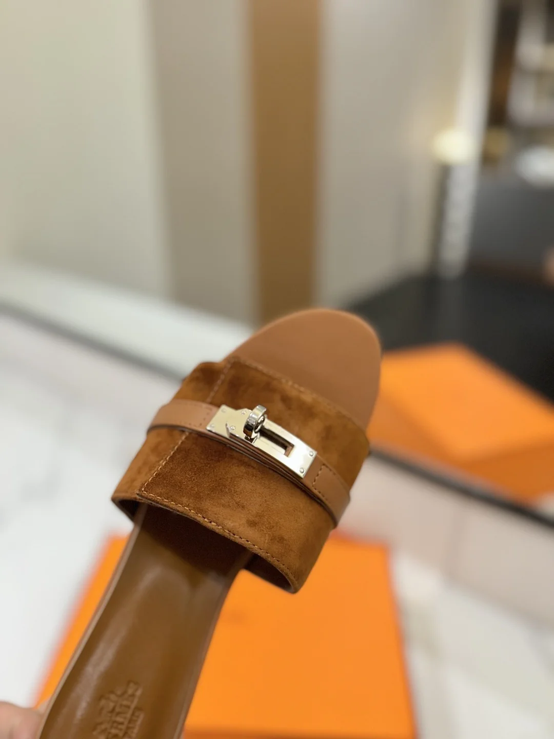 HERMES Mules Brown-Silver B30202609111861 - Image 7