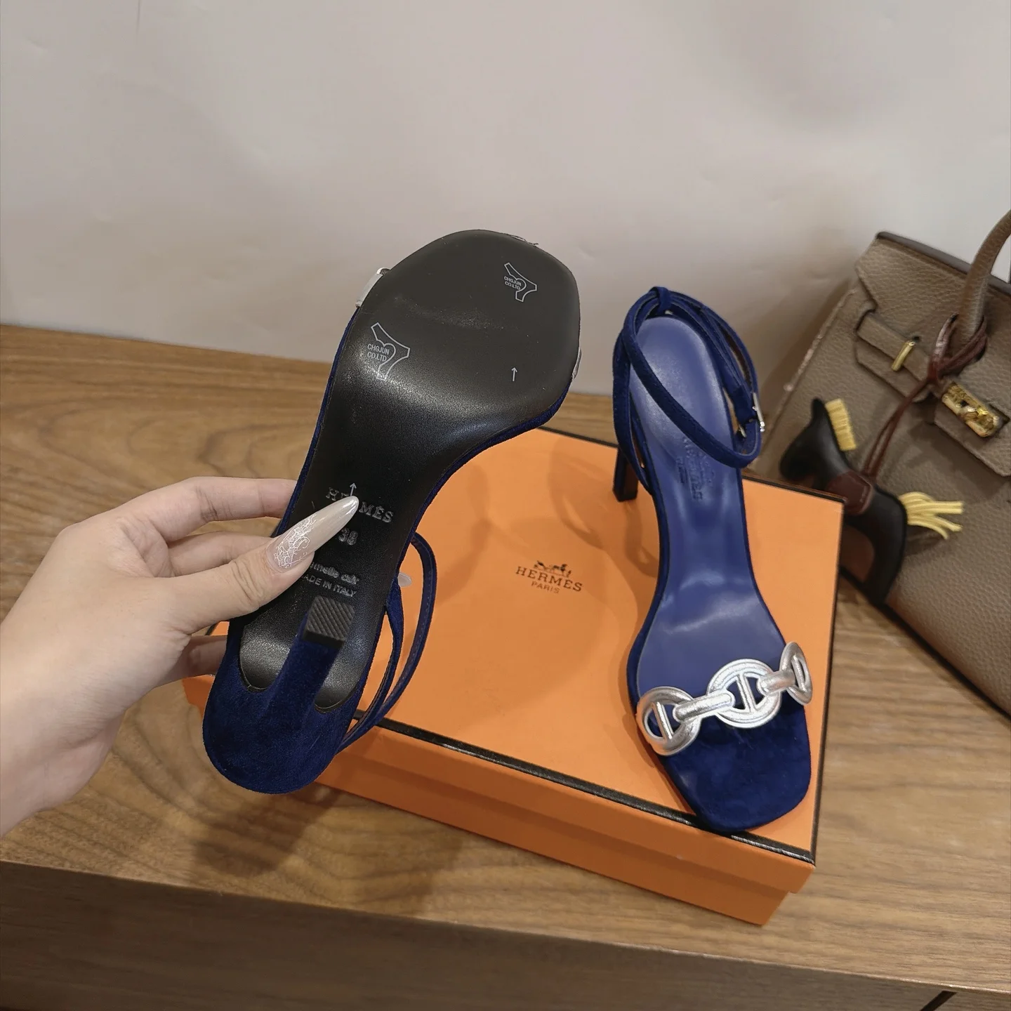 HERMES Sandals Blue-Silver C40202609111457 - Image 9