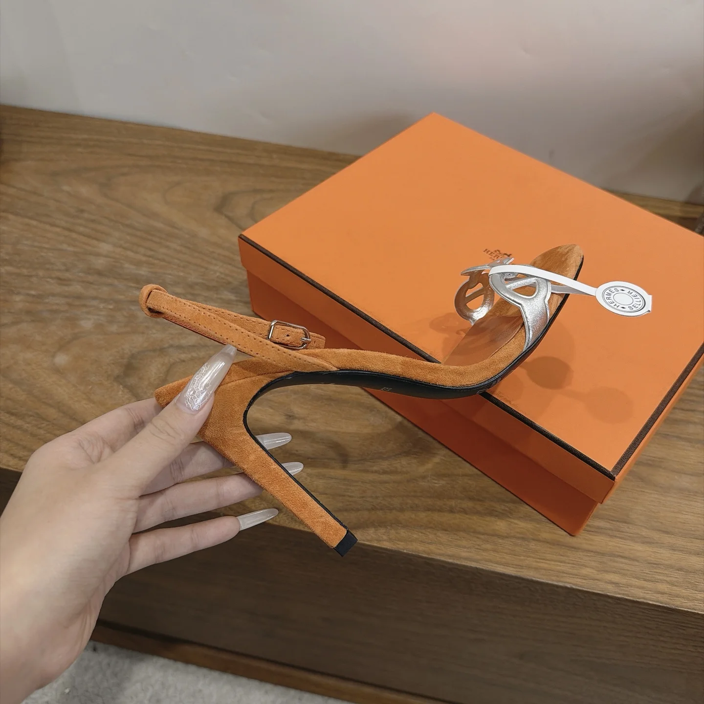 HERMES Sandals Orange-Silver C40202609111462 - Image 6