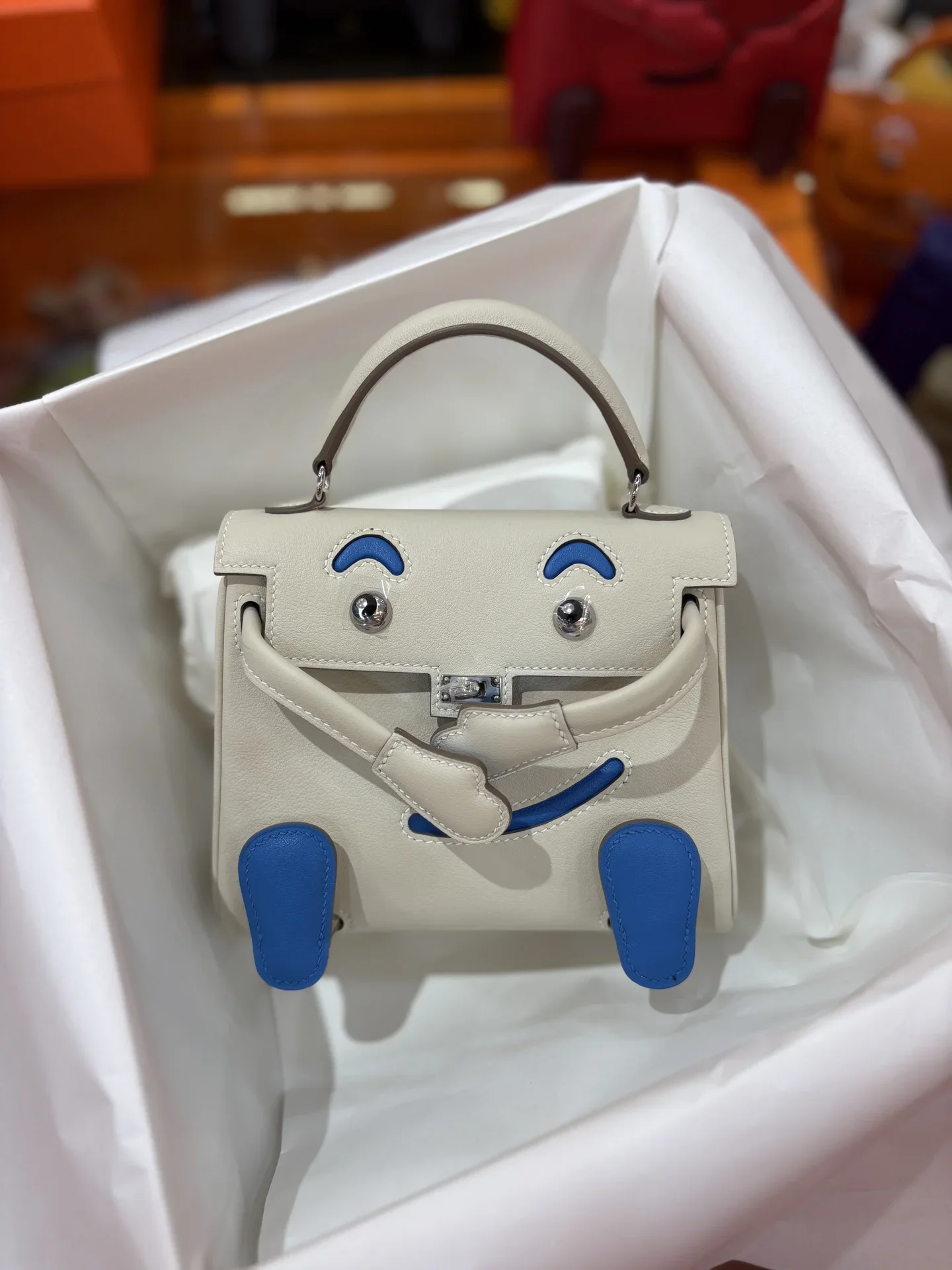 HERMES Shoulder Bags Cream-Blue A350202609090245